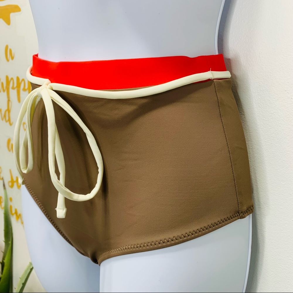 SOLID & STRIPED The Cora High Waist Bikini Bottom Brown Coral Swimsuit X… - Picture 4 of 11